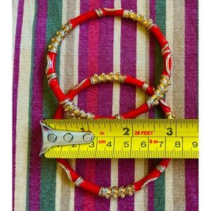 Set of 2 Bangle Bracelets Red, Blue, Black Gold Tone Accent Jewelry‎